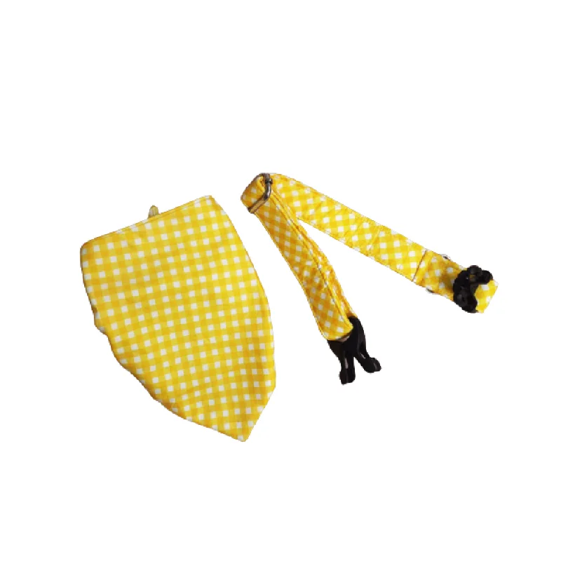 waterproof cat litter mat-Pet Feast Checkered Collar And Bandana Sets for Dogs (Yellow)