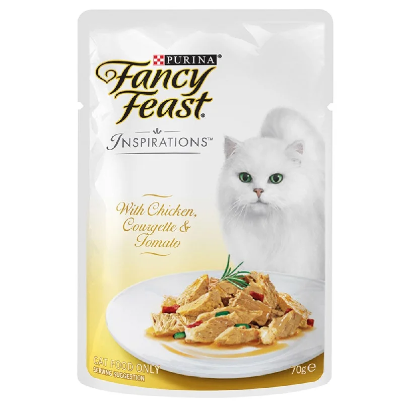 eco-friendly biodegradable poop bags-Fancy Feast Inspirations Chicken, Courgette & Tomato Pouch Cat Food 70g x12