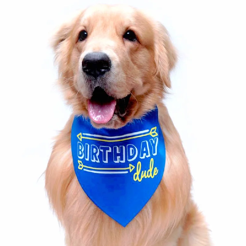 airline-approved soft pet carrier-Dogobow Birthday Dude Scarf for Dogs (Royal Blue) (Get a Bow Free)