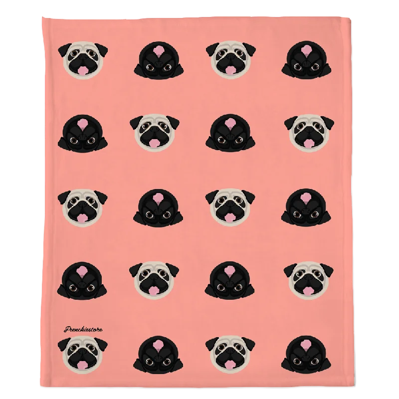 anti-bark collar for small dogs-Pug Blanket | Different Pug dogs on Peach