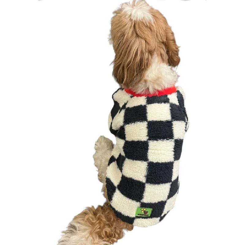 rabbit hutch outdoor waterproof-Woofiezz Soft & Cosy Checked Winter Sweater for Dogs and Cats (Red)