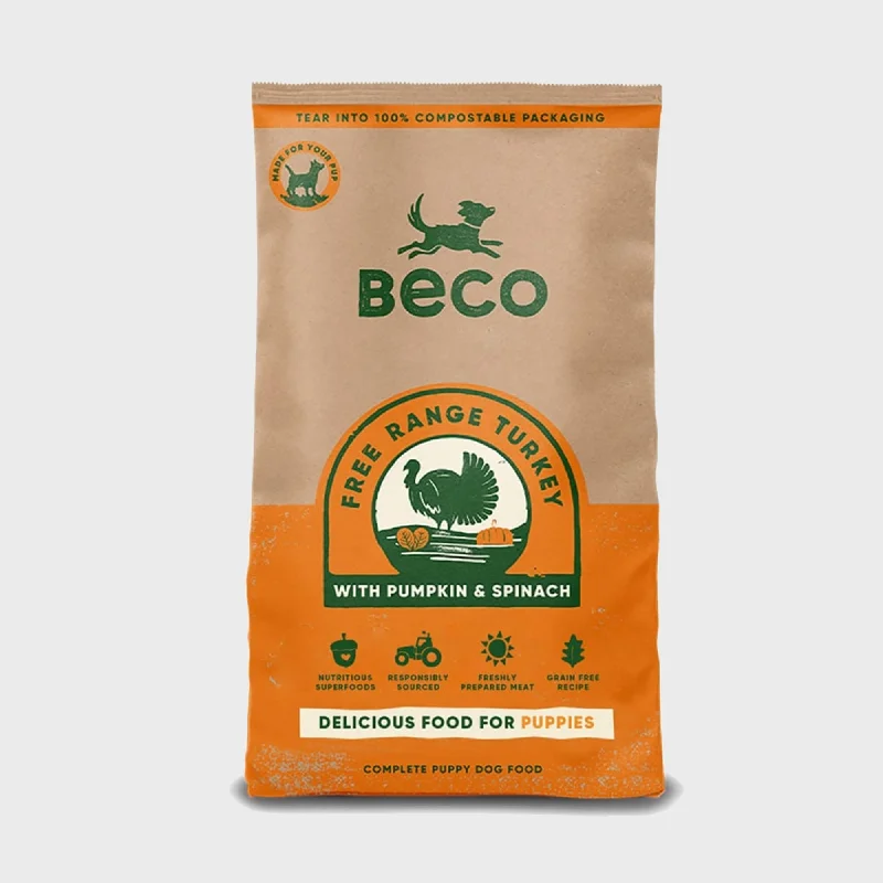 dog swimming pool foldable-Beco Free Range Turkey with Pumpkin & Spinach Dry Food for Puppies