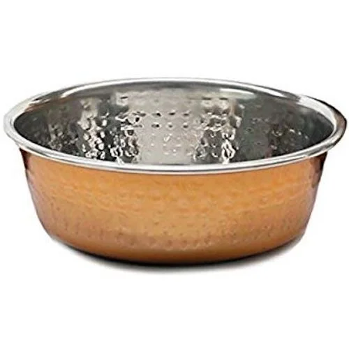 interactive dog toys for large dogs-Deluxe Steel Hammered Copper Dog Bowl