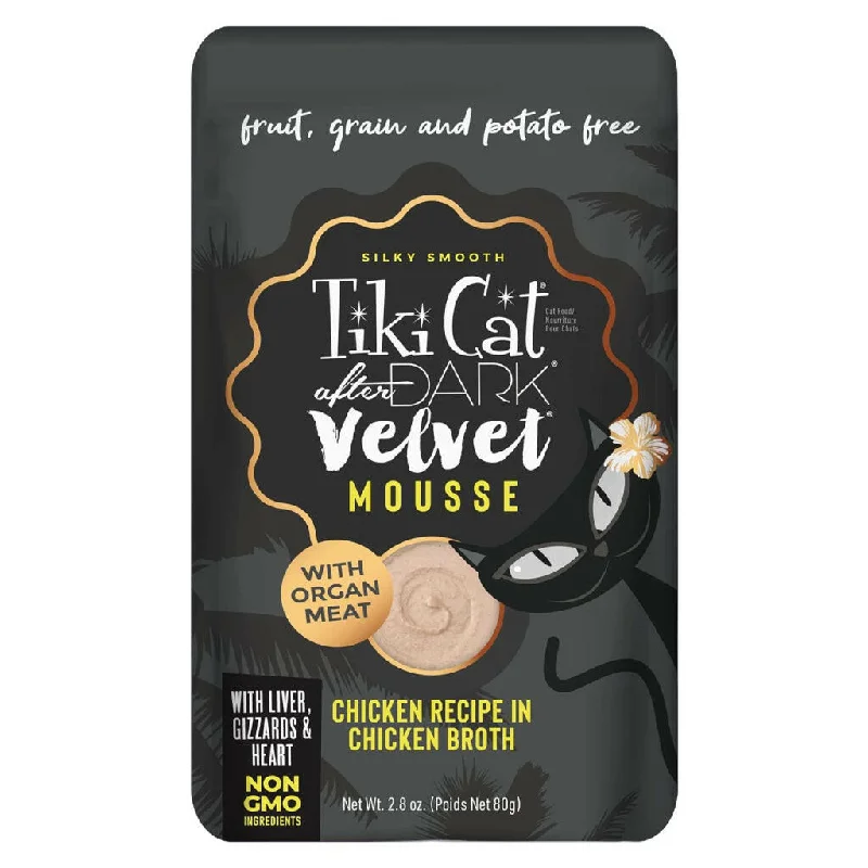 dog swimming pool foldable-Tiki Cat After Dark Velvet Mousse Chicken Grain-Free Wet Food for Cats (2.8 oz x 12 pouches)