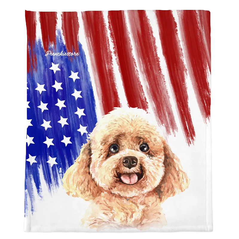 soft-sided dog crate travel-Patriotic Toy Poodle Blanket | American dog in Watercolors