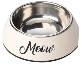 soft-sided dog crate travel-Cream Meow Cat Bowl