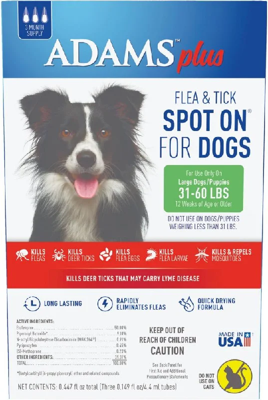 organic dog treats grain-free-Adams Plus Flea & Tick Prevention Spot On for Large Dogs