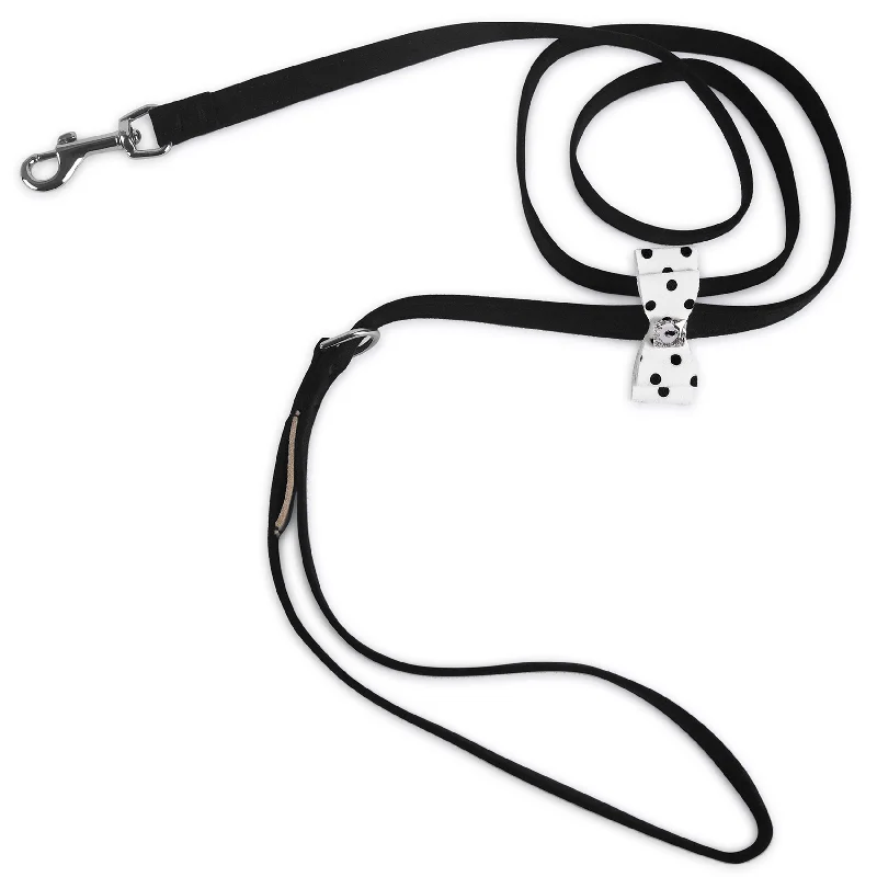 pet tracker chip with GPS-Black & White Polka Dot Big Bow Leash