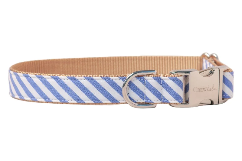 dog toothbrush and toothpaste set-Blue Stripe on Gold Dog Collar