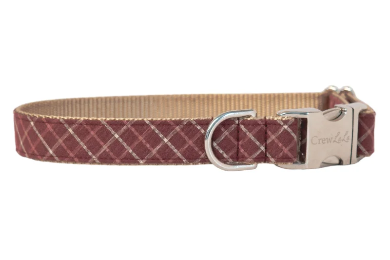 pet hair remover roller reusable-Cabernet Plaid Dog Collar