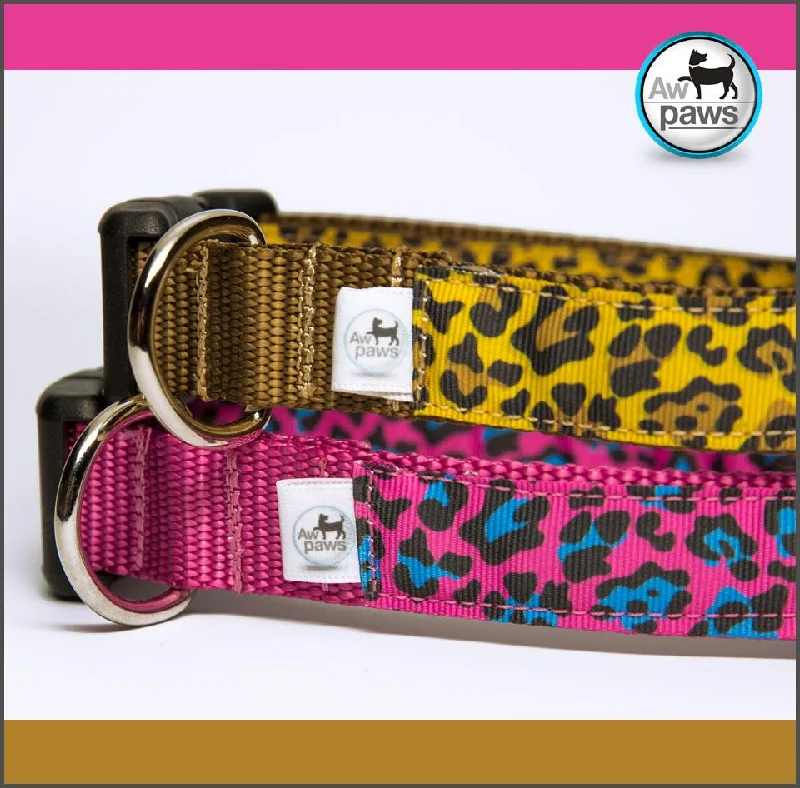 dog grooming table adjustable height-Cheetah Print Dog Collar