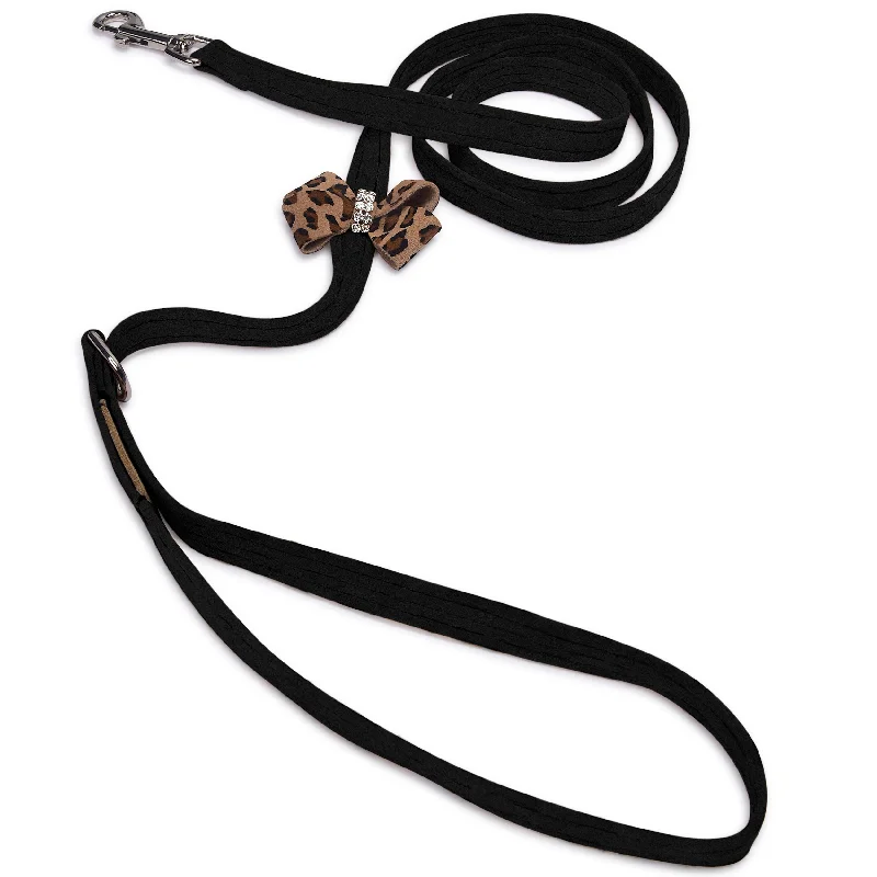 airline-approved soft pet carrier-Cheetah Couture Nouveau Bow Leash