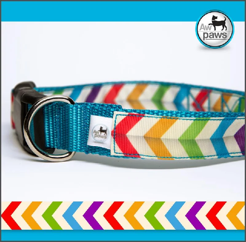 pet nail grinder quiet-Chevron Rainbow Dog Collar