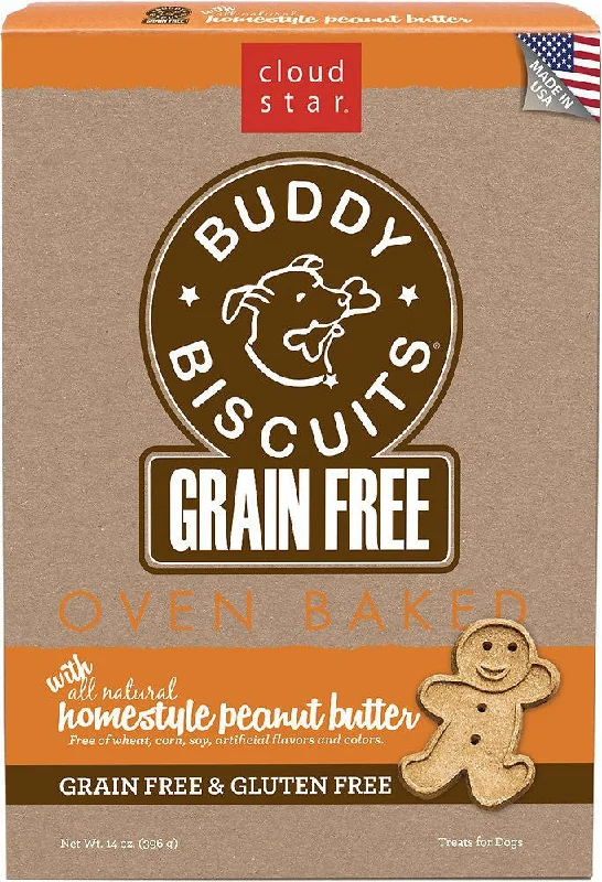 organic dog treats grain-free-Cloud Star Buddy Biscuits Grain Free Peanut Butter 14 oz. Oven Baked