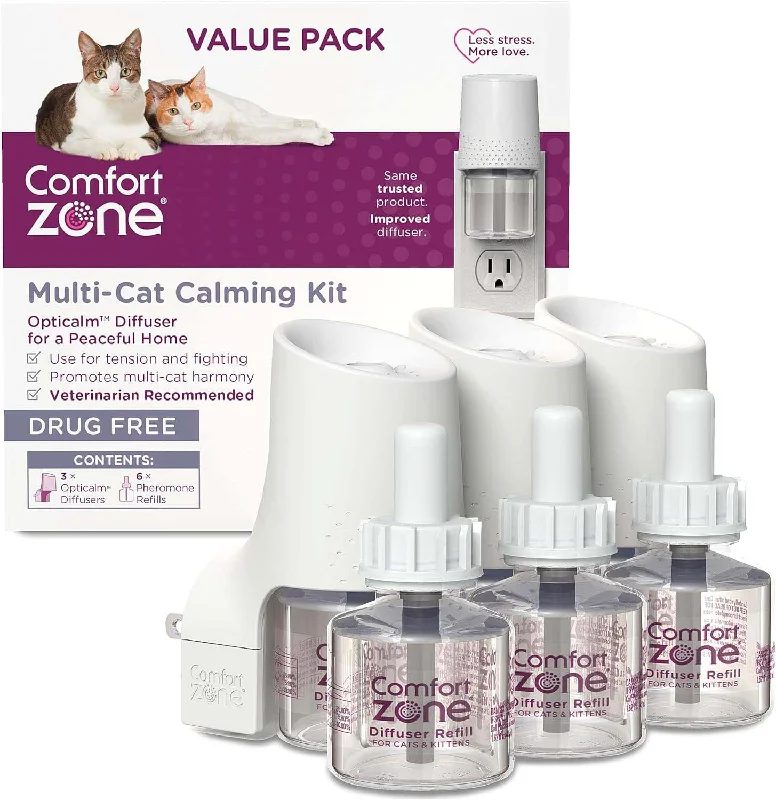 portable water bottle for dogs-Comfort Zone MultiCat Calming Diffuser Kit, Cat Pheromone  3 Diffusers and 6 Refills-48ml, New Formula