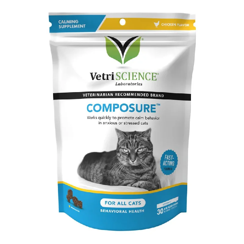 ferret hammock soft fleece-Composure Calming Support Formula for Cats, 30 Bite Sized Soft Chews