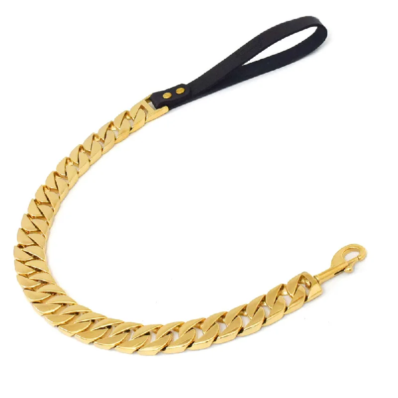 indestructible dog toys for large breeds-24 MM BIG BOY ROLLS ROYCE GOLD DOG LEASH