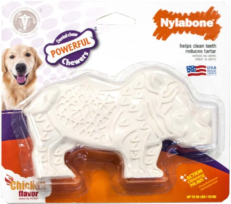 puppy playpen indoor foldable-Nylabone Dental Chew Rhino Chicken Flavor Medium