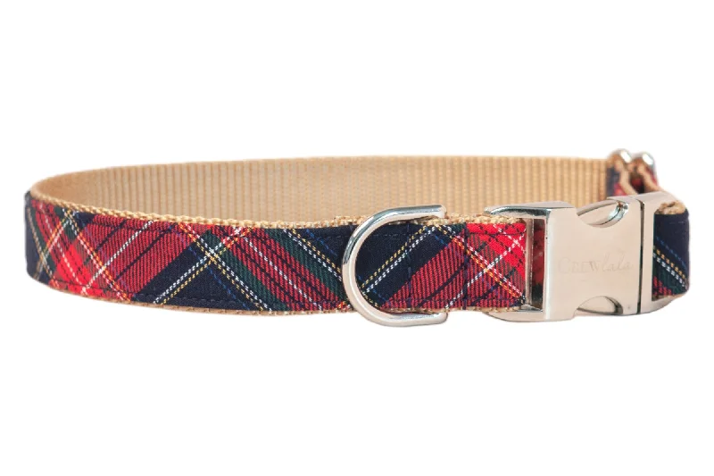 LED dog collar for night walks-Crew's Plaid Dog Collar