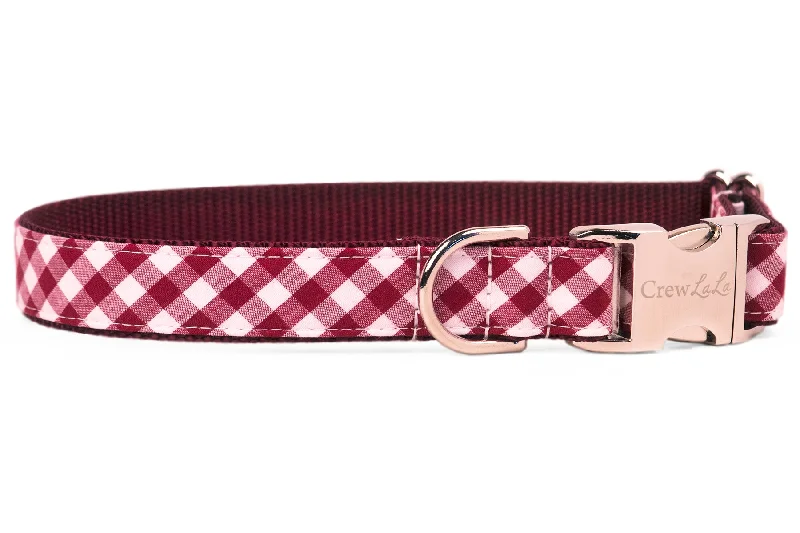 organic dog treats grain-free-Crimson Picnic Plaid Dog Collar