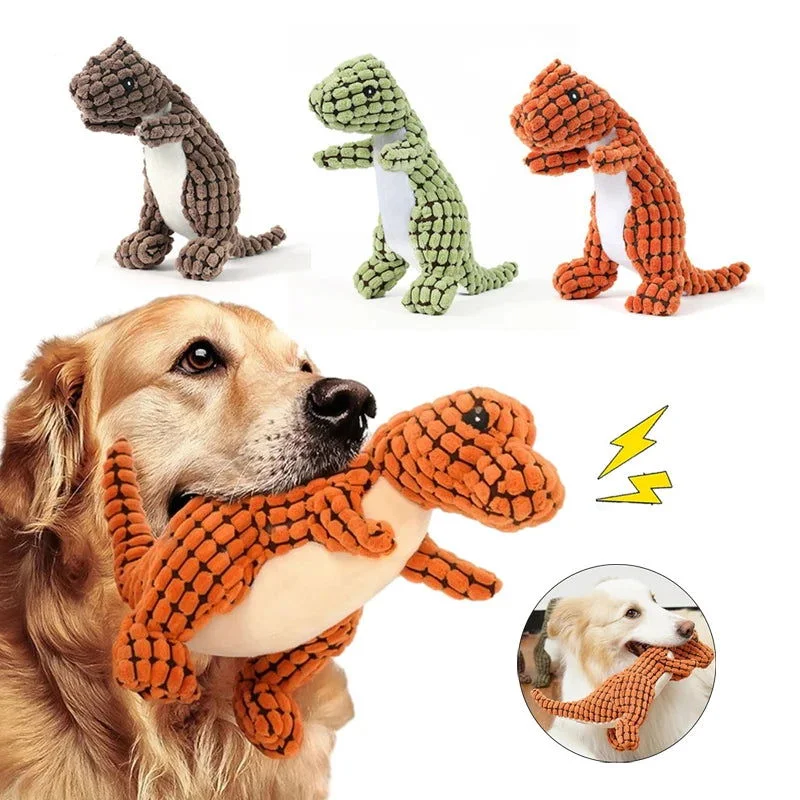 interactive laser toy for cats-Dinosaur Shaped Plush Squeaky Dog Toy