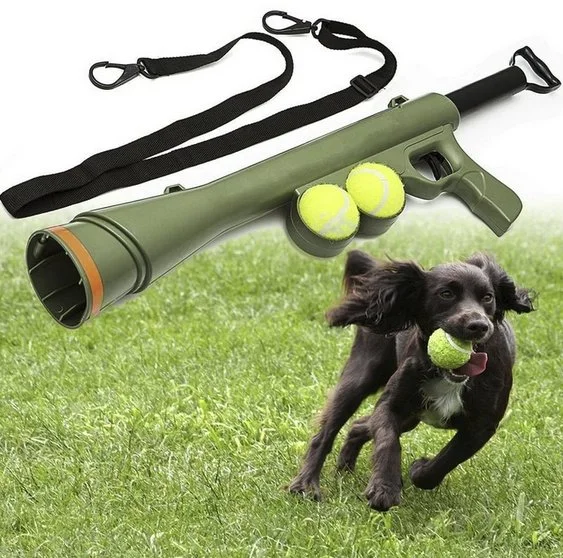 DIY pet grooming kit electric-Dog Ball Launcher, Interactive Ball Thrower,  Load & Launch Tennis Balls for Dogs