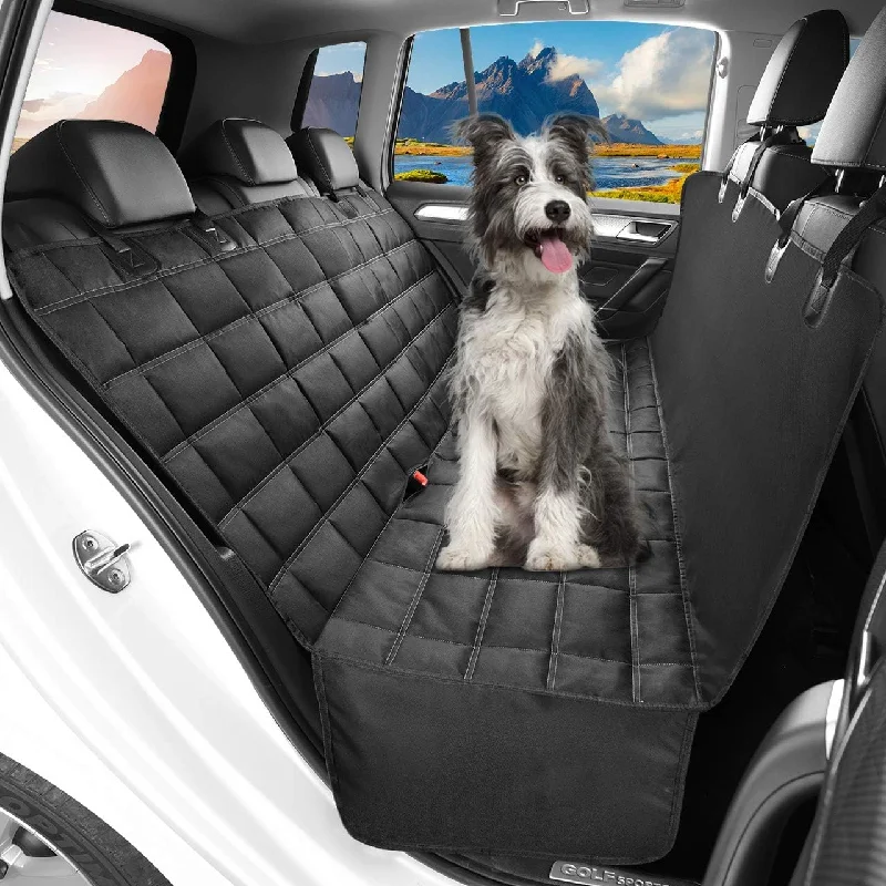 automatic ball launcher for dogs-Dog Car Seat Cover 4-in-1, 100% Waterproof Dog Car Hammock for Car Back Seat