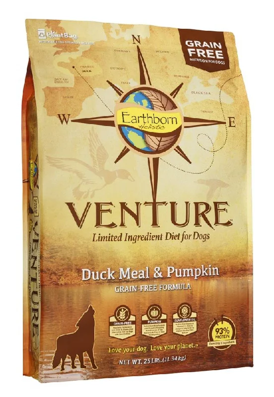 dog flea collar long-lasting-Earthborn Holistic Venture Grain Free Duck Meal and Pumpkin Dry Dog Food