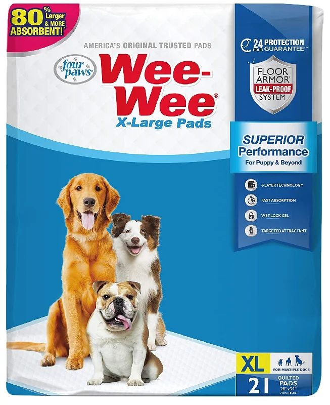 best dog food for small breeds-Four Paws 100543076 Wee-Wee Superior Performance Dog Pee Pads, 21-Count