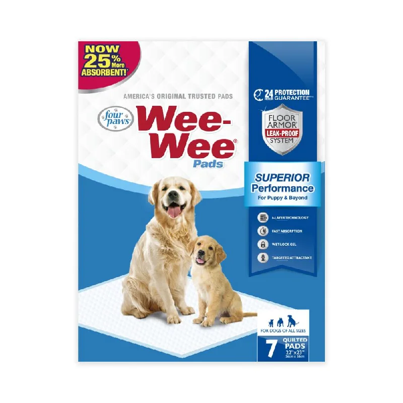 dog bike trailer for large breeds-Four Paws Inc Wee-Wee® Superior Performance Dog Pee Pads (7 count)