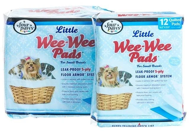 cooling mat for dogs in summer-Four Paws Wee-Wee Puppy Housebreaking Pads for Little Dogs (One Package - 28 count)