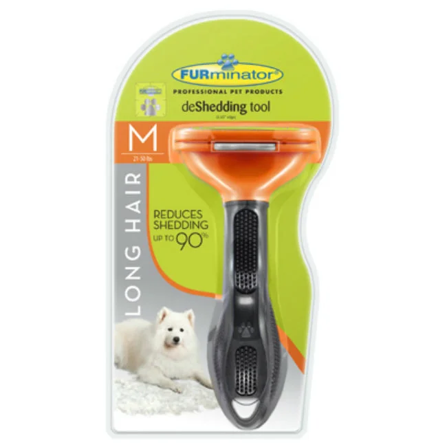 pet nail grinder quiet-FURminator P-92914 Undercoat deShedding Tool for Long Hair Dog, Medium