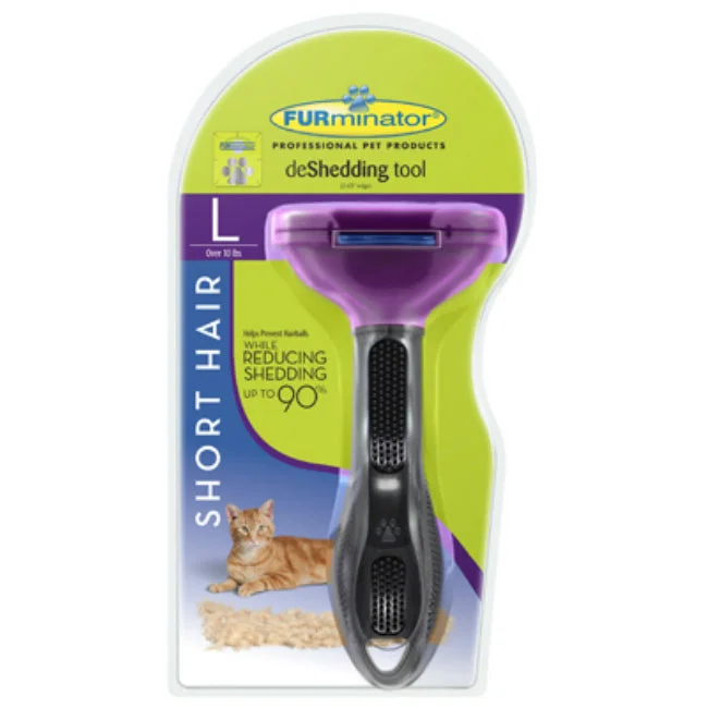 elevated dog bowls for large dogs-FURminator P-92916 Undercoat deShedding Tool for Short Hair Cat, Large