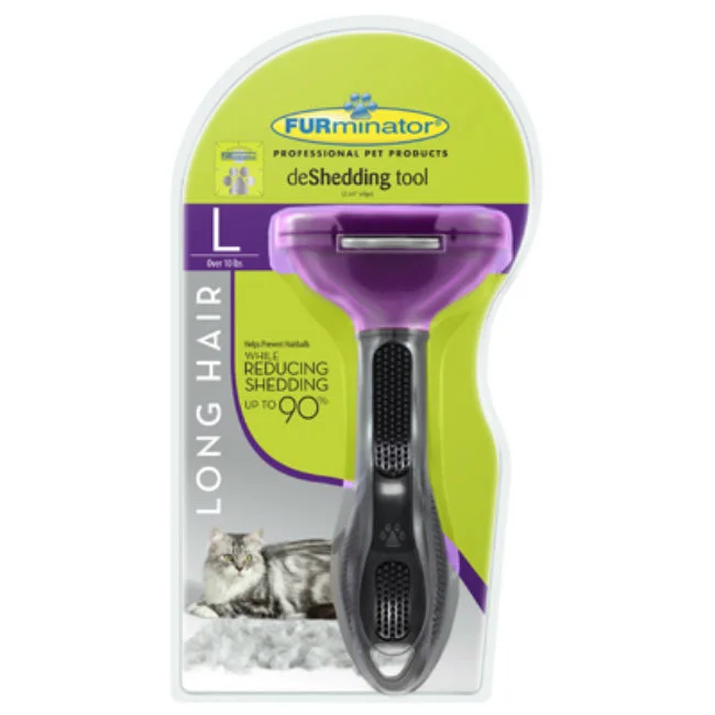 chew toys for aggressive chewers-FURminator P-92928 Undercoat deShedding Tool for Long Hair Cat, Large