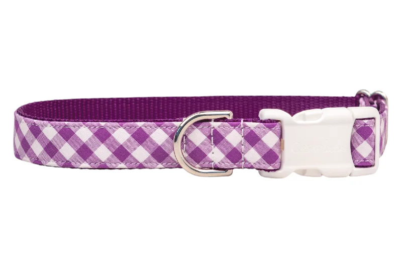 slow feeder bowl for dogs-Grape Picnic Plaid Dog Collar