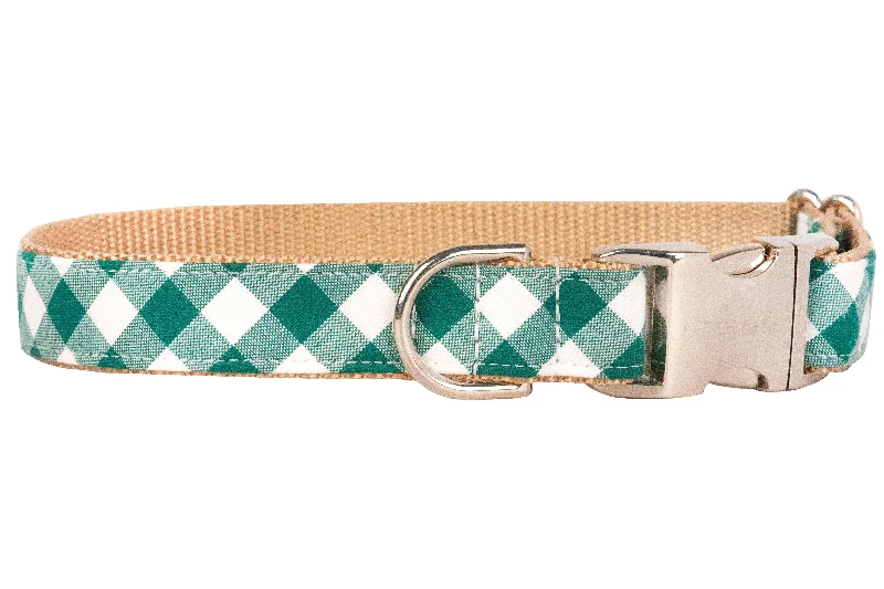 heated cat bed for winter-Emerald Check Dog Collar