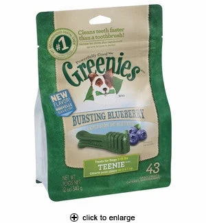 dog winter coat with fleece lining-Greenies Bursting Blueberry Teenie Dental Dog Treats 12oz bag