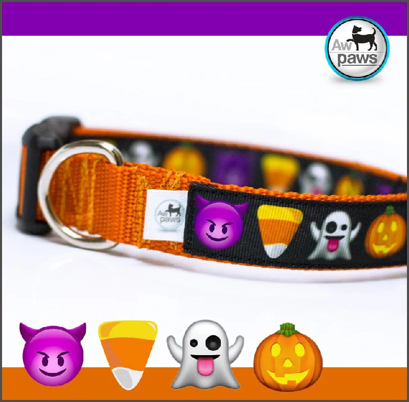 small pet travel cage portable-Halloween EMOJIS Dog Collar