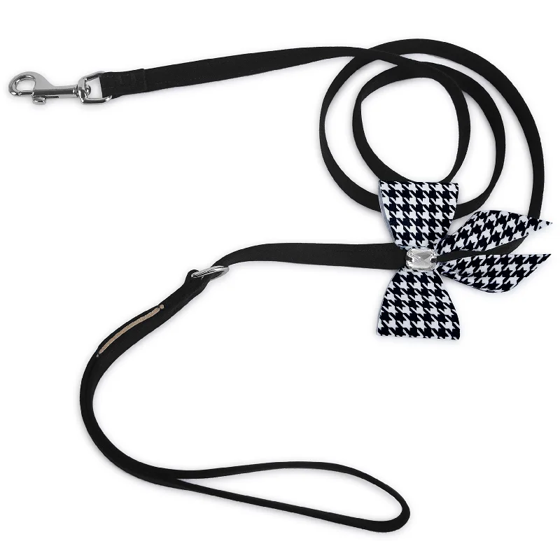 dog winter coat with fleece lining-Houndstooth Tail Bow Leash