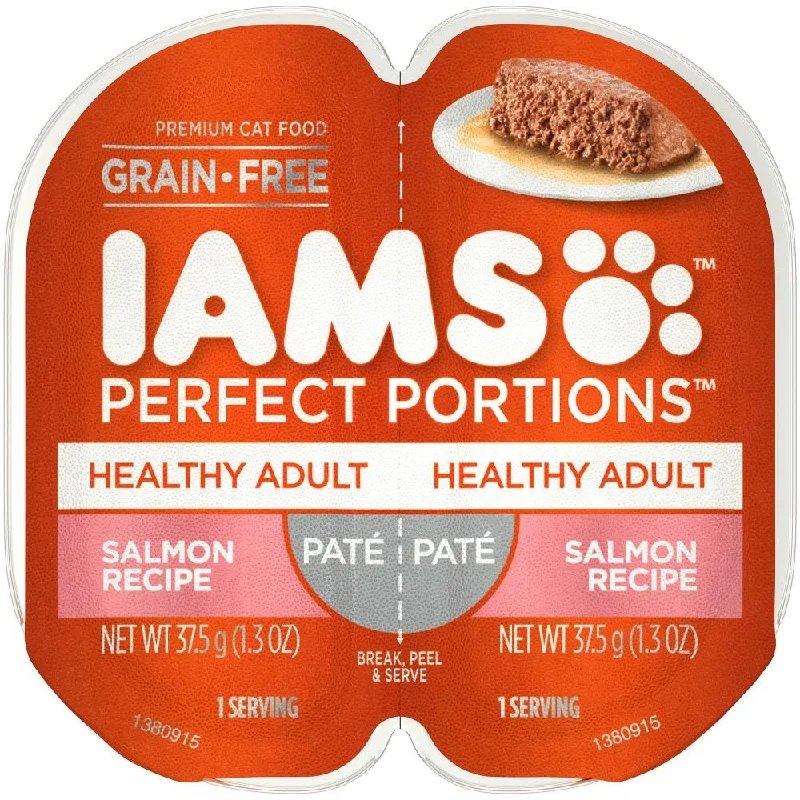 automatic pet feeder with timer-Iams Perfect Portions Healthy Adult Salmon Pate Wet Cat Food Tray (2.6-oz, single tray)