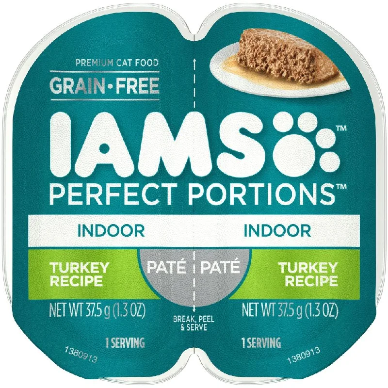 portable water bottle for dogs-Iams Perfect Portions Indoor Turkey Pate Wet Cat Food Tray (2.6-oz, single tray)