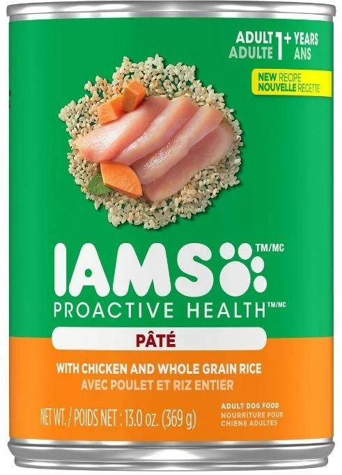 personalized pet ID tags engraved-Iams ProActive Health Adult Chicken and Whole Grain Rice Pate Canned Dog Food (13.2-oz, single can)