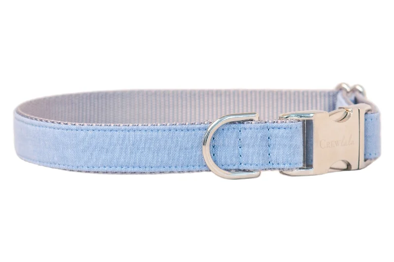 anti-bark collar for small dogs-Indigo Linen Dog Collar