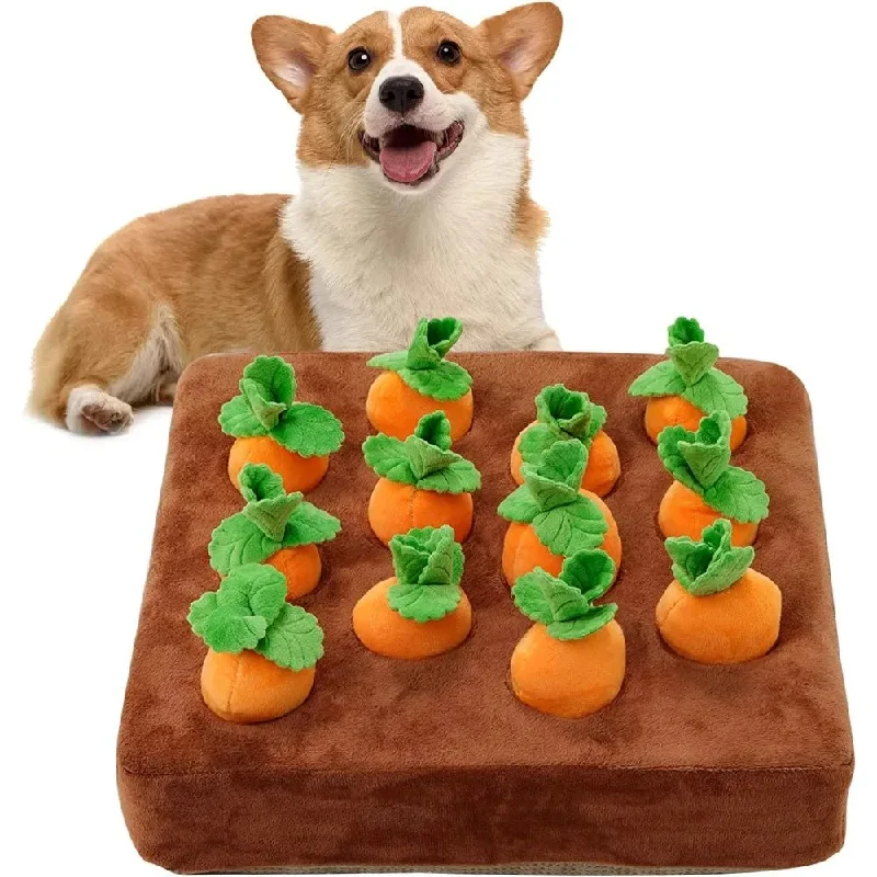 dog cooling pad for summer-Interactive Carrot Snuffle Mat for Dogs – Plush Toy Field with Pullable Radishes, Perfect for Fun & Mental Stimulation