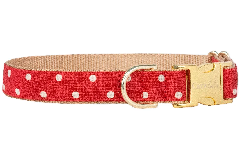 pet carrier airline approved-Ivory Dot on Ruby Red Dog Collar