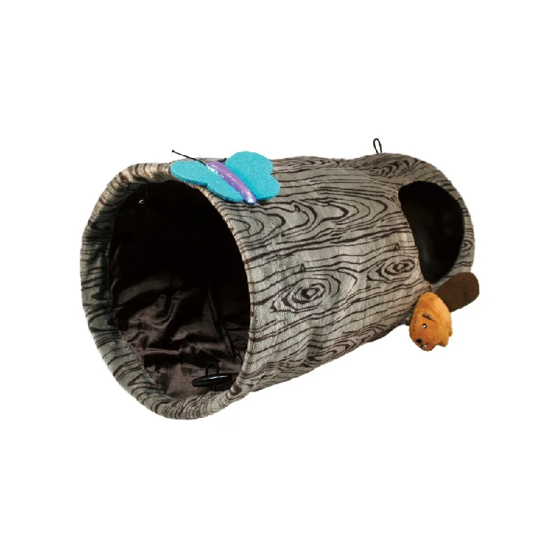 collapsible travel bowl for pets-Kong PlaySpaces Burrow Cat Toy (One Size, Brown)