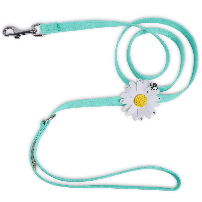 small pet travel cage portable-Large Daisy with AB Crystal Stellar Center Leash