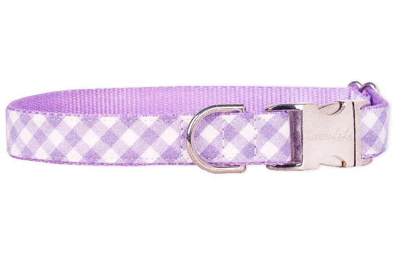 airline-approved soft pet carrier-Lavender Picnic Plaid Dog Collar