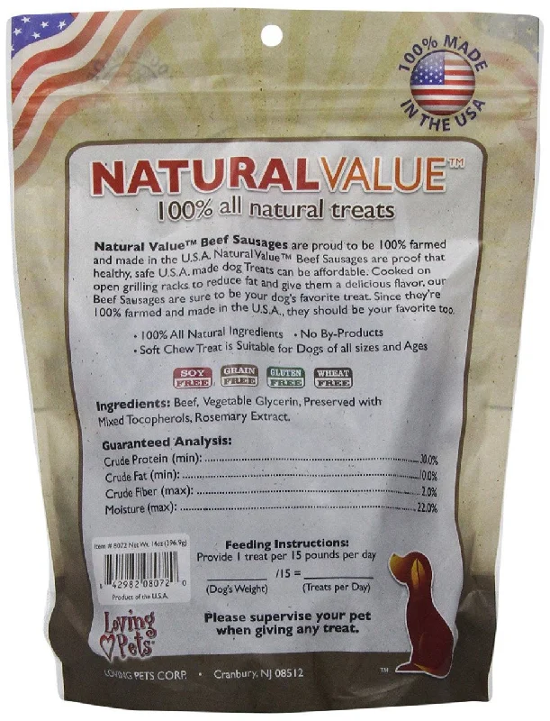 best dog food for small breeds-Loving Pets Natural Value Soft Chew Beef Sausages 14oz