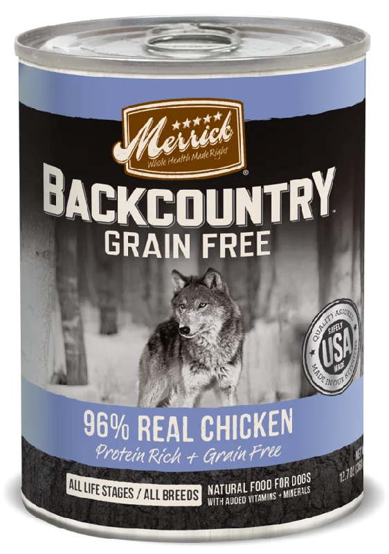 pet carrier backpack for hiking-Merrick Backcountry Grain Free Backcountry 96% Chicken Recipe Canned Dog Food